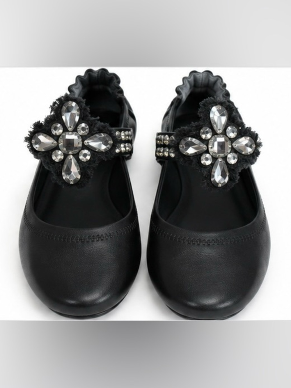 Tory Burch Minnie Embellished Convertible Strap Ballet Flats Black Size 7.5 🖤